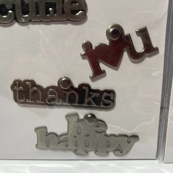 Metal Charms Paper Crafts Card Making Scrapbook Words Smile Thanks Sweet Happy - Picture 4 of 11